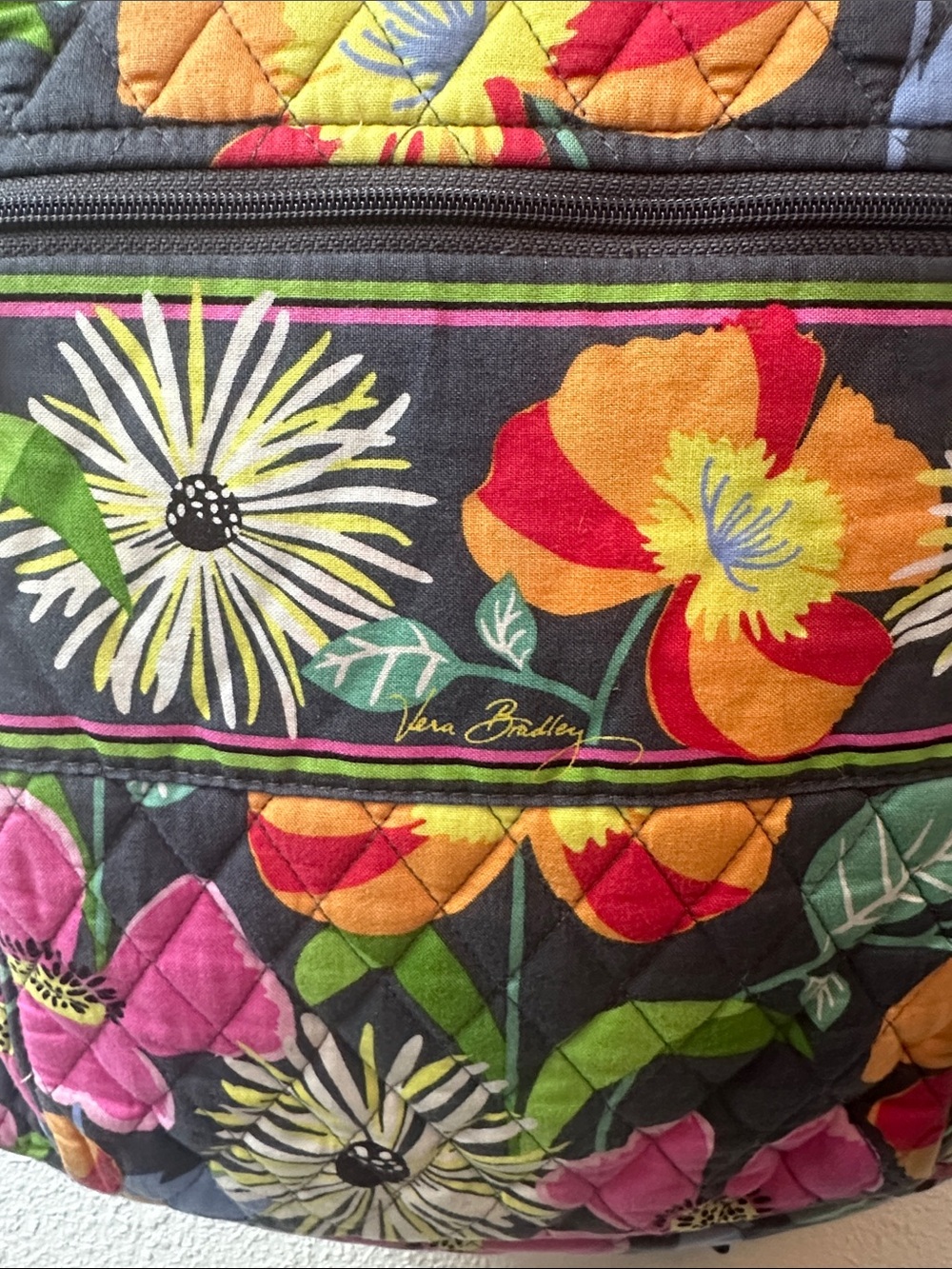 Vera Bradley Black Multi Floral Quilted Backpack with “Jazzy blooms” - Picture 2 of 13